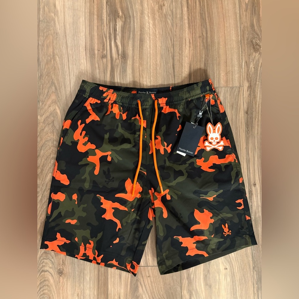 Psycho Bunny Swim Trunks, Men’s XS, 28 Waist, 8 Inseam, Front Slash Pockets